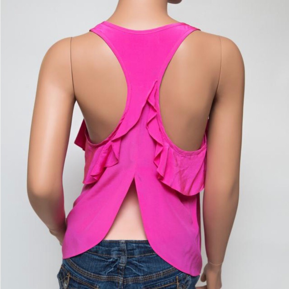 Alice & Trixie Nude Tan Ruffle Racerback Silk Top - Picture 11 of 11